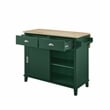 Pemberly Row Traditional Wood Drop Leaf Kitchen Island in Emerald/Natural