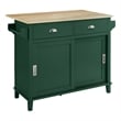 Pemberly Row Traditional Wood Drop Leaf Kitchen Island in Emerald/Natural