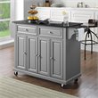 Pemberly Row Traditional Wood/Granite Kitchen Cart in Gray/Black