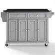 Pemberly Row Traditional Wood/Granite Kitchen Cart in Gray/Black