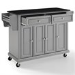 Pemberly Row Traditional Wood/Granite Kitchen Cart in Gray/Black
