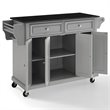 Pemberly Row Traditional Wood/Granite Kitchen Cart in Gray/Black
