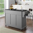 Pemberly Row Traditional Wood/Granite Kitchen Cart in Gray/Black