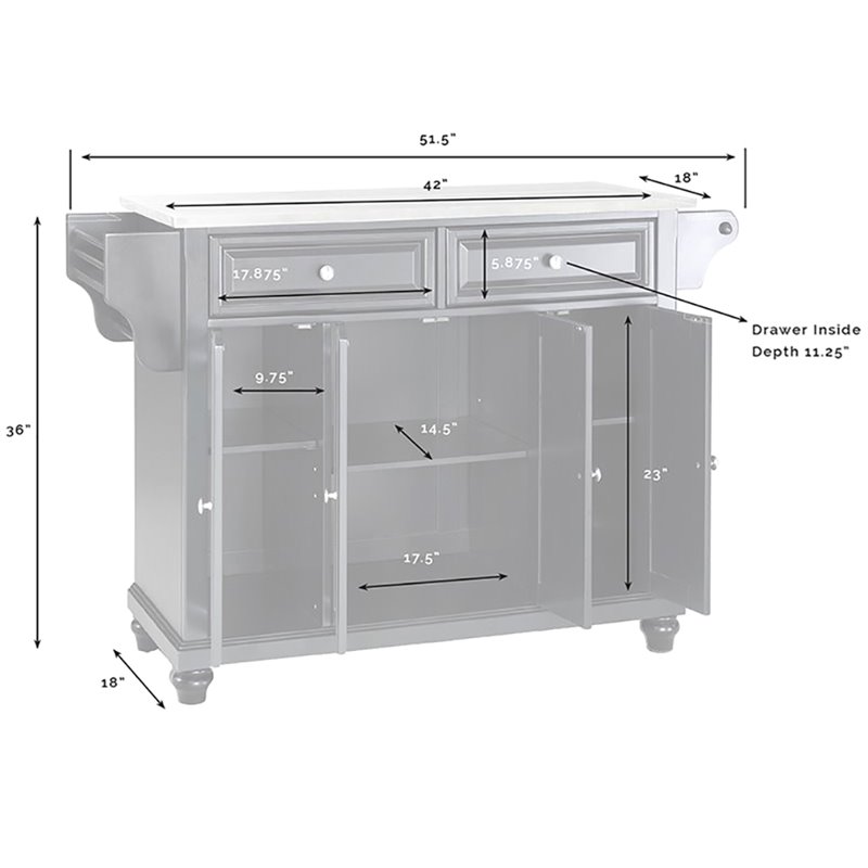 Pemberly Row Modern Stainless Steel Top Kitchen Island in Cherry