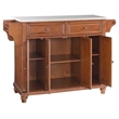 Pemberly Row Modern Stainless Steel Top Kitchen Island in Cherry