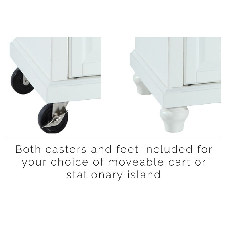 Pemberly Row Wood/Steel Portable Kitchen Island in White/Chrome