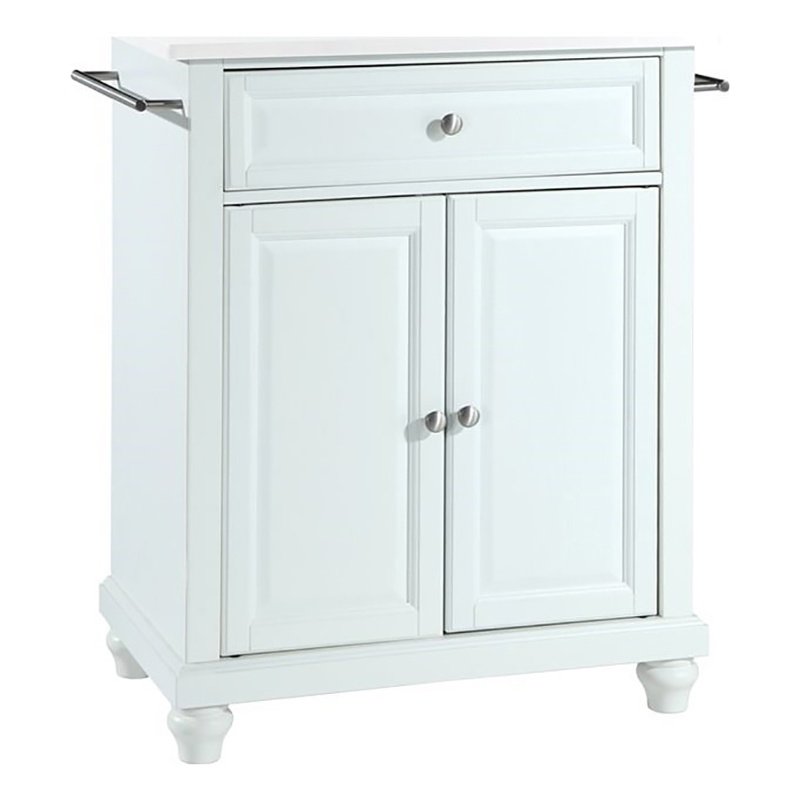Pemberly Row Wood/Steel Portable Kitchen Island in White/Chrome