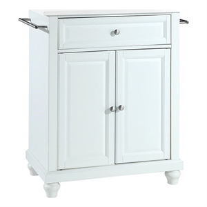 Pemberly Row Wood/Steel Portable Kitchen Island in White/Chrome