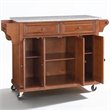 Pemberly Row Contemporary Gray Granite Top Kitchen Cart in Cherry
