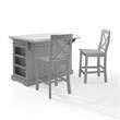 Pemberly Row 3-Piece Transitional Wood Kitchen Island Set in Gray