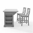 Pemberly Row 3-Piece Transitional Wood Kitchen Island Set in Gray
