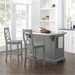 Pemberly Row 3-Piece Transitional Wood Kitchen Island Set in Gray