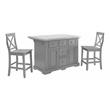 Pemberly Row 3-Piece Transitional Wood Kitchen Island Set in Gray
