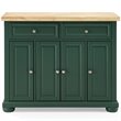 Pemberly Row Transitional Wood Kitchen Island Cart in Emerald Green