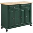 Pemberly Row Transitional Wood Kitchen Island Cart in Emerald Green