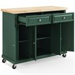 Pemberly Row Transitional Wood Kitchen Island Cart in Emerald Green