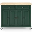 Pemberly Row Transitional Wood Kitchen Island Cart in Emerald Green