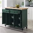Pemberly Row Transitional Wood Kitchen Island Cart in Emerald Green