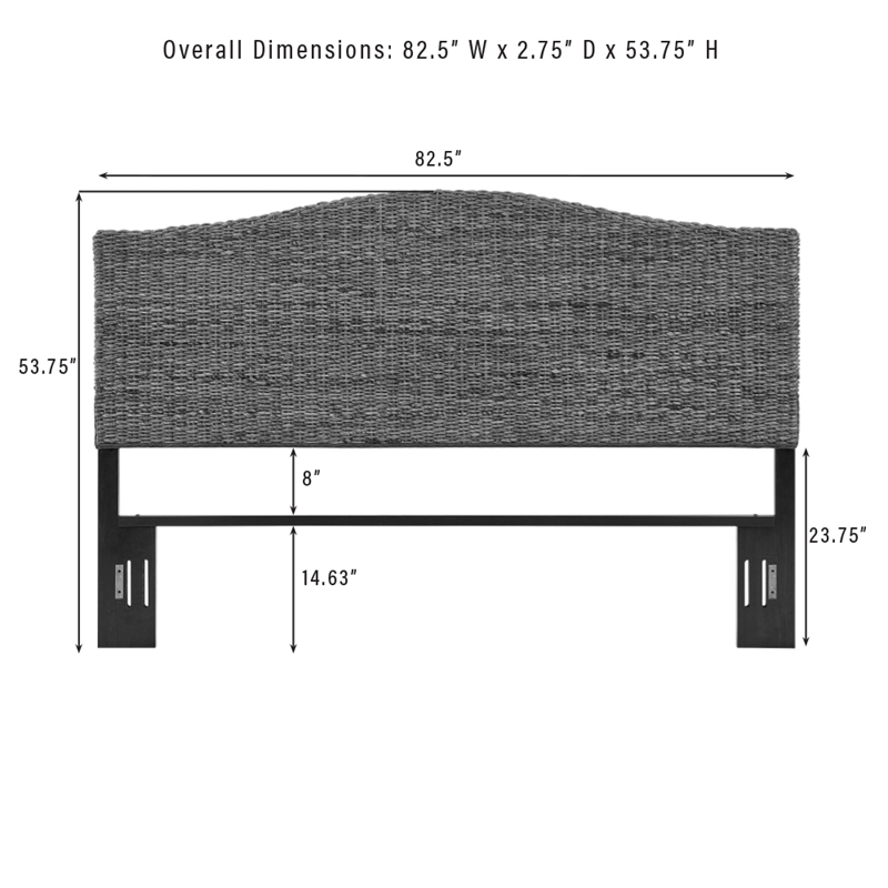 Pemberly Row Coastal Wood King Banana Leaf/Headboard in Natural/Black