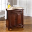 Pemberly Row Natural Wood Top Portable Kitchen Island in Mahogany