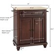 Pemberly Row Natural Wood Top Portable Kitchen Island in Mahogany