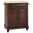 Pemberly Row Natural Wood Top Portable Kitchen Island in Mahogany