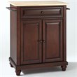 Pemberly Row Natural Wood Top Portable Kitchen Island in Mahogany