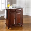 Pemberly Row Gray Granite Top Portable Kitchen Island in Mahogany
