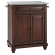 Pemberly Row Gray Granite Top Portable Kitchen Island in Mahogany