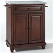 Pemberly Row Gray Granite Top Portable Kitchen Island in Mahogany