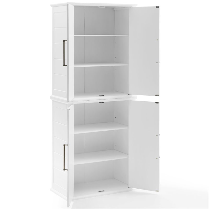 Pemberly Row Stackable Farmhouse Wood Storage Pantry in White (Set of 2)