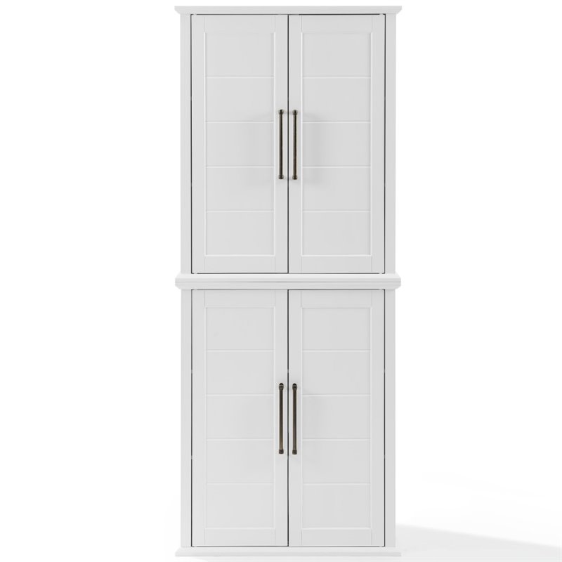Pemberly Row Stackable Farmhouse Wood Storage Pantry in White (Set of 2)