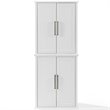 Pemberly Row Stackable Farmhouse Wood Storage Pantry in White (Set of 2)