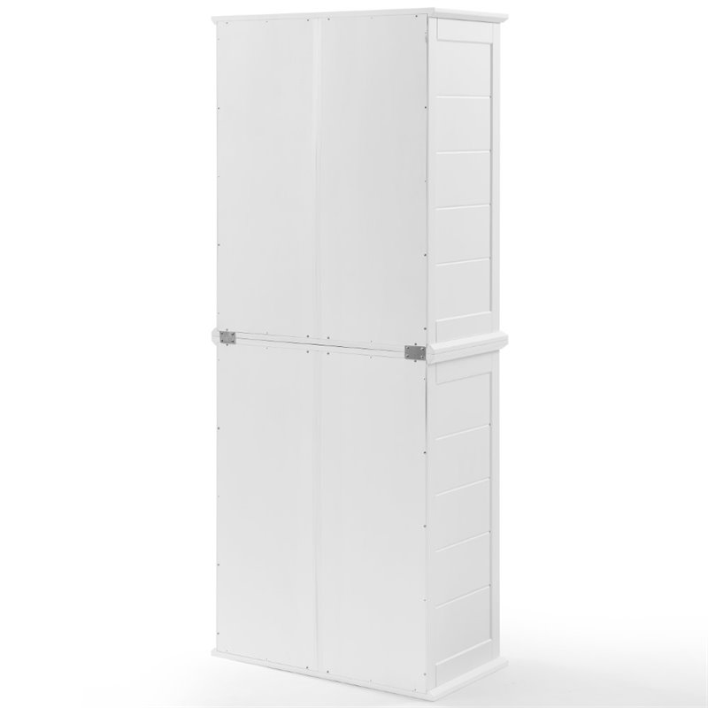 Pemberly Row Stackable Farmhouse Wood Storage Pantry in White (Set of 2)