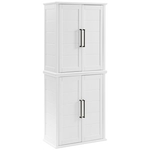 Pemberly Row Stackable Farmhouse Wood Storage Pantry in White (Set of 2)