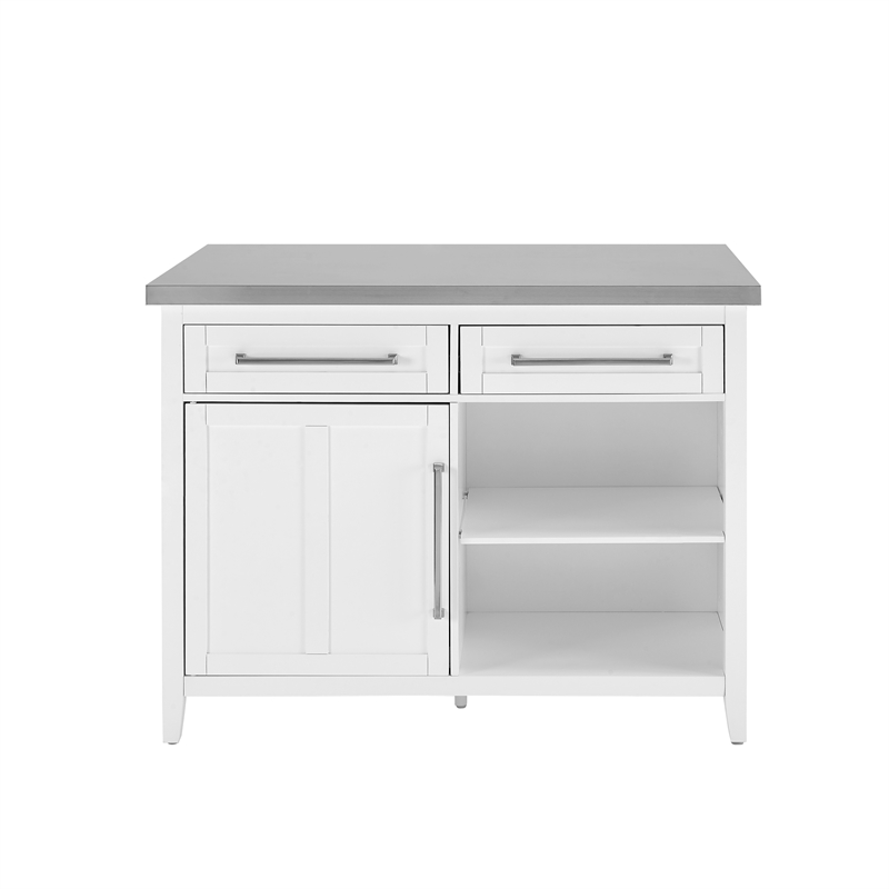 Pemberly Row 2-Drawer Traditional Wood Kitchen Island in White
