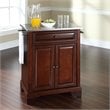 Pemberly Row Stainless Steel Top Portable Kitchen Island in Mahogany