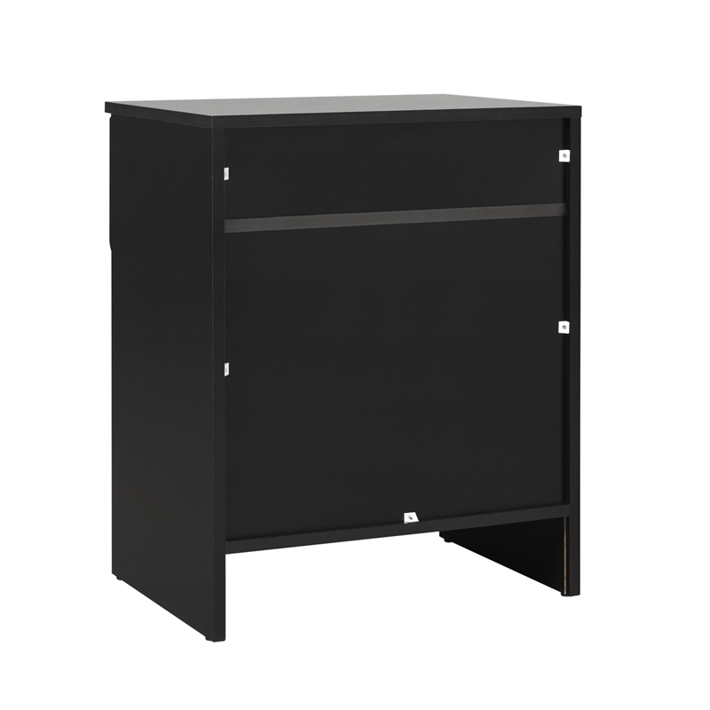 Pemberly Row Simple Modern 1-Drawer Wood Nightstand in Black
