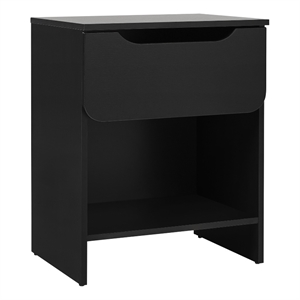 Pemberly Row Simple Modern 1-Drawer Wood Nightstand in Black