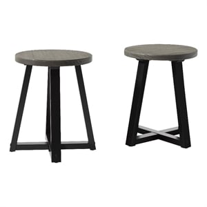 Pemberly Row Contemporary 18&quot Distressed Wood Kitchen Stool in Gray