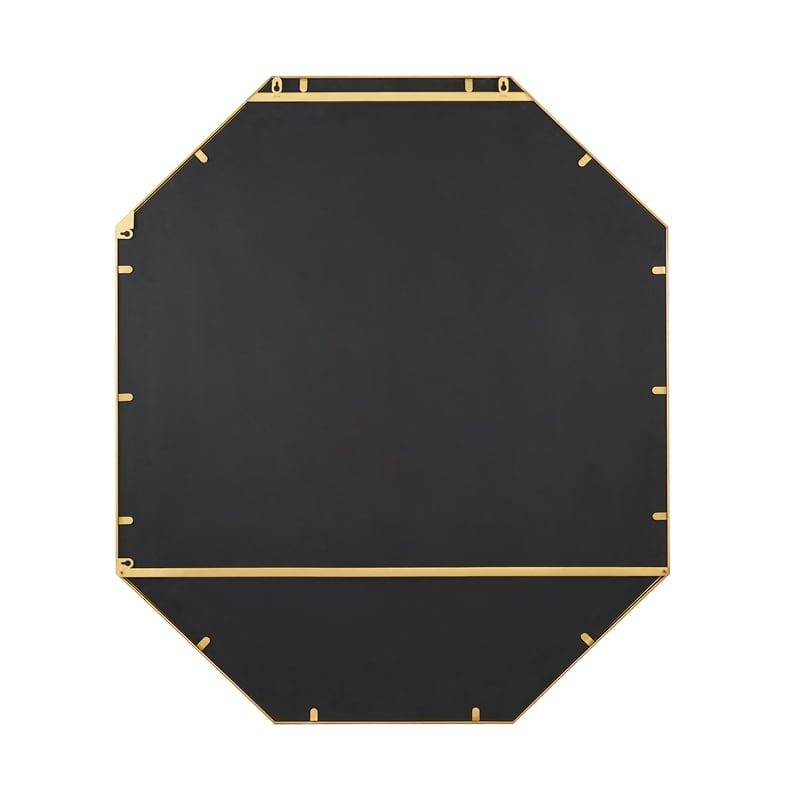 Pemberly Row Contemporary Metal and Glass Windowpane Mirror in Gold