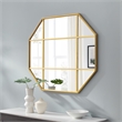 Pemberly Row Contemporary Metal and Glass Windowpane Mirror in Gold