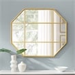 Pemberly Row Contemporary Metal and Glass Windowpane Mirror in Gold