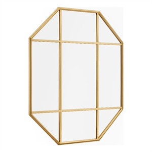 Pemberly Row Contemporary Metal and Glass Windowpane Mirror in Gold