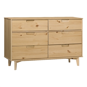 Pemberly Row Contemporary 6-Drawer Groove Handle Solid Wood Dresser