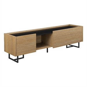 Pemberly Row Contemporary Wood Media Console for TVs up to 65&quot- Oak