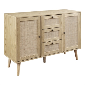 Pemberly Row 47&quot Solid Wood and Rattan 3-Drawer Sideboard - Natural