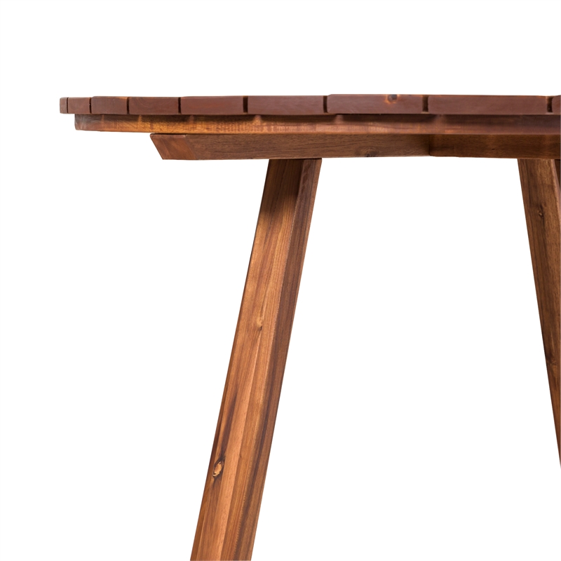 Pemberly Row Modern Slat Back Solid Wood Round Dining Table - Brown