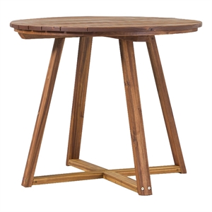 Pemberly Row Modern Slat Back Solid Wood Round Dining Table - Brown