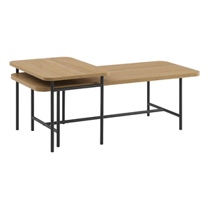 Pemberly Row 2-Piece Modern Wood Nesting Coffee Table - Oak / Black